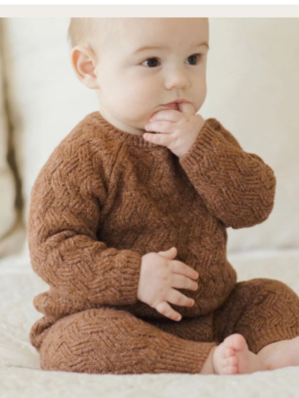 Quincy Mae Outfit Set Size 2-3 Brown Cedar Knit Sweater Pants